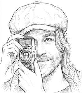 The vintage-style image captures the emotional moment of the wedding photographer in Mainz, focusing.